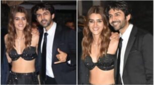 Kriti Sanon Steals The Light As She Poses In Bralette And Lehenga Beside Kartik Aaryan: See Pics