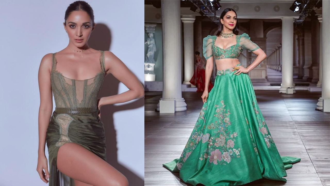 green emerald velvet dress Kiara Advani's Green Co-ord Set  Asnowera