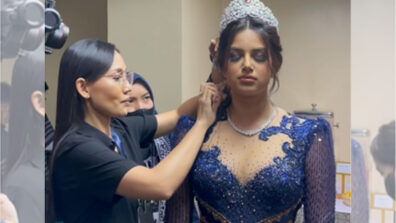 Harnaaz Sandhu looks dreamy in a sequinned blue hand-sewn Kebaya dress, Check 