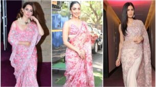 Kangana Ranaut, Kiara Advani and Katrina Kaif are class apart in pink floral sarees, take cues