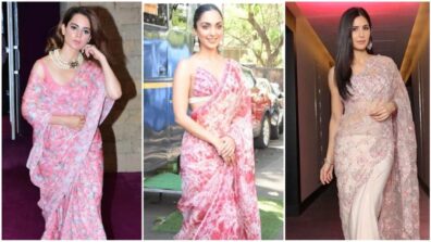 Kangana Ranaut, Kiara Advani and Katrina Kaif are class apart in pink floral sarees, take cues