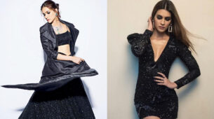 Kriti Sanon Knows How To Glam Up In Black With Cut-Outs, Sequins, And Shimmery Lehengas