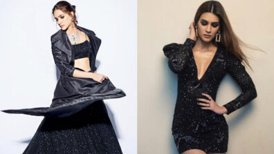 Kriti Sanon Knows How To Glam Up In Black With Cut-Outs, Sequins, And Shimmery Lehengas