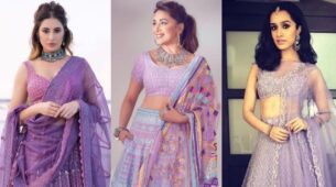 Nargis Fakhri, Madhuri Dixit and Shraddha Kapoor show the ultimate way to stun in embellished Lilac lehengas