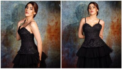 Nikki Tamboli wants to show off her dark side, burns hearts in black shimmery gown