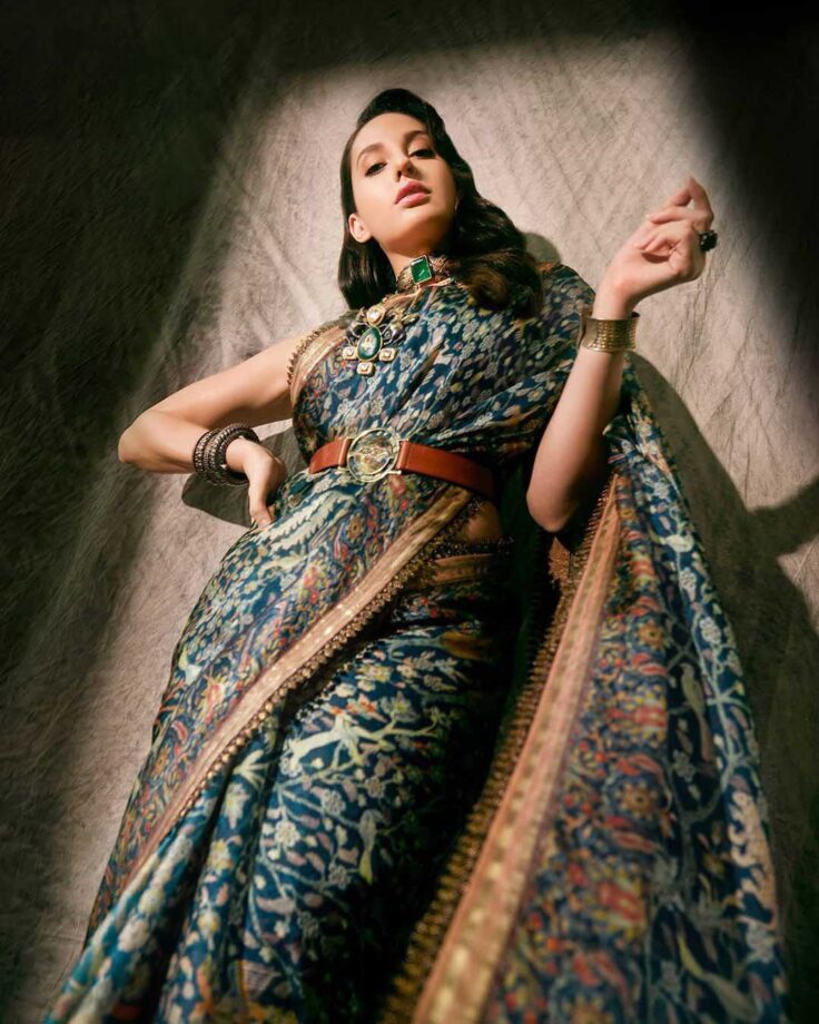 Nora Fatehi Looks Like A Royalty In These Designer Sarees, Check Out - 5