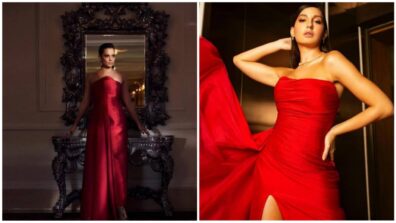 Nora Fatehi Or Kangana Ranaut: Which Diva Stole Your Heart In Red Strapless Gown?