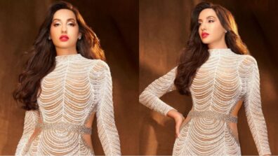 Nora Fatehi turns goddess in this intricate sequinned white bodycon outfit, see pictures 