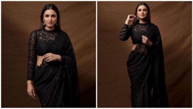 Parineeti Chopra pronounces elegance in this lace-sequinned black saree, see pictures