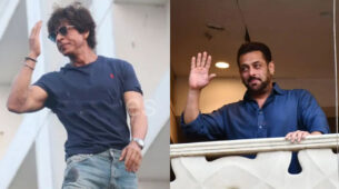 Pic Of The Moment: Shah Rukh Khan and Salman Khan step out to greet fans on Eid, twin in navy blue