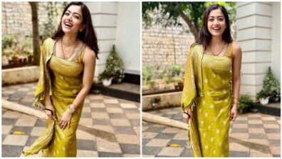 Rashmika Mandanna goes all smiles in ethnic green suit, fans in love