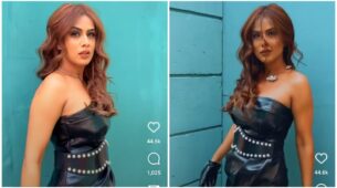 Transformation goals: Nia Sharma turns fierce in off-shoulder leather mini dress