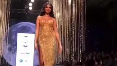 What A Diva: Tara Sutaria spins heads in her golden slit outfit, fans in love with her ramp walk