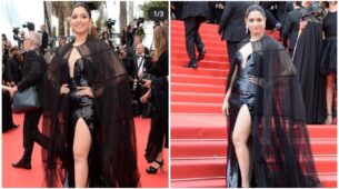 What A Moment: Tamannaah Bhatia sets temperature soaring in black slit cape outfit at Cannes, we are crushing