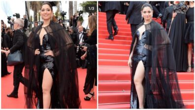 What A Moment: Tamannaah Bhatia sets temperature soaring in black slit cape outfit at Cannes, we are crushing