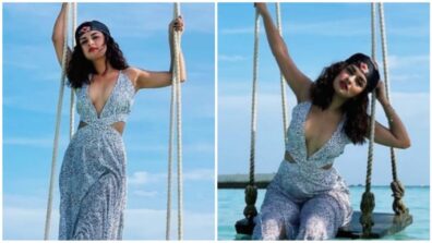 Avneet Kaur is a sight to behold in a cut-out V neck outfit and shares scintillating photos from mid-sea