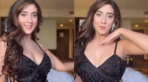 B**d Alert: Digital sensation Sameeksha Sud in black plunging neckline V-neck outfit, see transformation moment