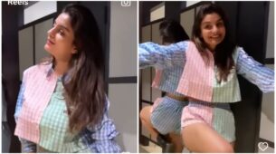 Beautiful: Anveshi Jain stuns in a striped multi-colour co-Ord set in trial room, watch