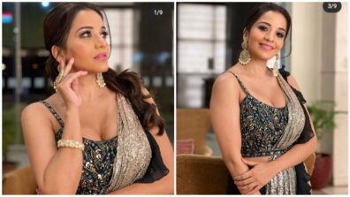 Bhojpuri Actress Monalisa stuns in sequinned saree and deep neck blouse, see pics