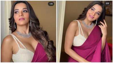 ‘Bhojpuri bombshell’ Monalisa is slaying in deep-neck printed blouse and saree, are you crushing?