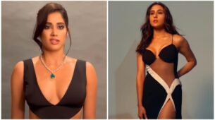 Black beauties: Janhvi Kapoor and Sara Ali Khan look tempting in deep neck long gown