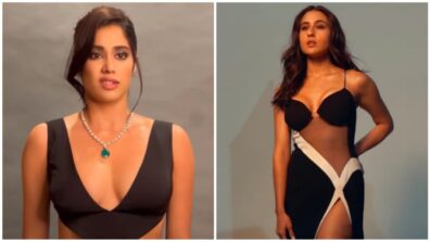 Black beauties: Janhvi Kapoor and Sara Ali Khan look tempting in deep neck long gown