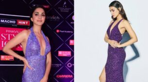 Fashion Face-off: Kiara Advani Vs Kriti Sanon: Who Got You Crushing In A Deep-Neck Purple Sequin Gown?