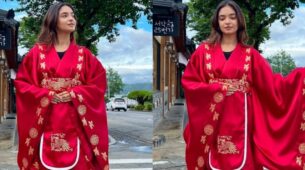 ‘Digital Sensation’ Anushka Sen is exploring South Korea in a traditional red Hanbok outfit, and pics go viral