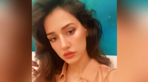 Disha Patani is a ‘selfie queen’ in orange deep-neck velvet outfit, rocks scarlett red lipstick shade
