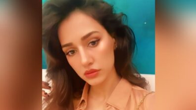 Disha Patani is a ‘selfie queen’ in orange deep-neck velvet outfit, rocks scarlett red lipstick shade