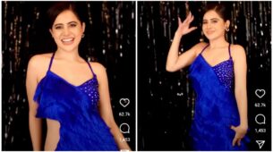 Gorgeous: Urfi Javed shows off retro dance moves in royal blue fringe dress’