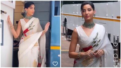 Heaven on Earth: Nora Fatehi dazzles in floral white saree, watch