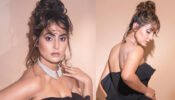 Hina Khan Yet Again In Limelight For Her Black Ruffled Gown And Messy High Burn hairstyle