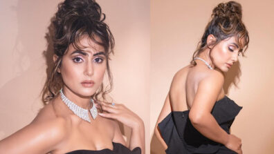 Hina Khan Yet Again In Limelight For Her Black Ruffled Gown And Messy High Burn hairstyle