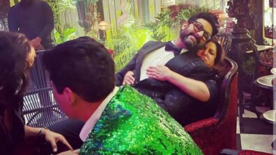 In Pics: Abhishek Bachchan gets on Farah Khan’s lap, the latter says, “Love is shown in the most unique way”