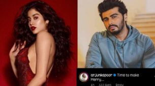 Janhvi Kapoor sparkles in glittery backless red flared gown, Arjun Kapoor says “time to make merry”