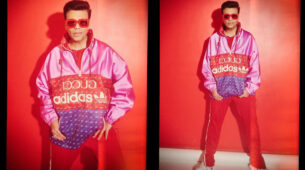 Karan Johar looks peppy in pink as he merges Gucci with Adidas, see pictures
