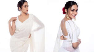 Marathi diva Amruta Khanvilkar to show utter grace in white sarees, see pictures