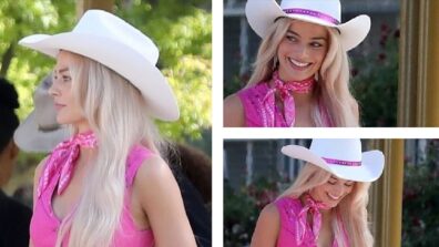 Margot Robbie is a real-life ‘barbie doll’ on the sets of ‘Barbie’, dazzles in pink outfit and white hat