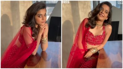 Mithila Palkar dazzles in golden embroidered red lehenga choli, fans are mind boggled