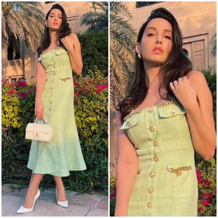 Nora Fatehi Radiating Energy Through Midi Dresses: Check Out - 3