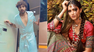 Parth Samthaan comes out of vanity van in bathrobe, Erica Fernandes asks, “how do you like this look?”