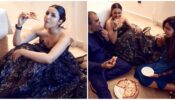 Pizza wala photoshoot: Parineeti Chopra is all happy and candid in strapless feather gown, enjoys yummy Italian delicacy