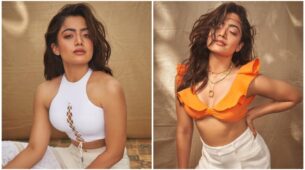 Rashmika Mandanna drops 3 sizzling snaps, looks wonderful in white, orange and sky blue outfits