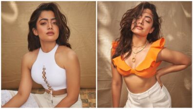 Rashmika Mandanna drops 3 sizzling snaps, looks wonderful in white, orange and sky blue outfits