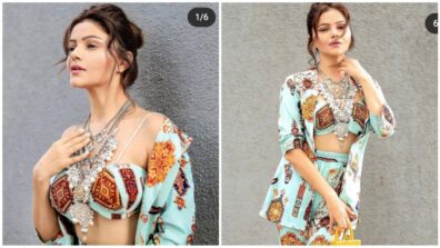 Rubina Dilaik is in a process of Metanoia, looks ravishing in turquoise blue printed pantsuit