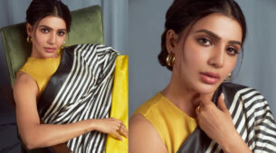 Samantha Ruth Prabhu channelises her inner boss lady in this 32,800/- worth striped ‘Raw Mango’ designer saree and hoop earrings, see pictures