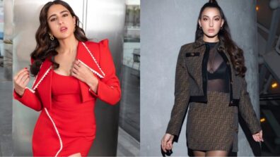 Sara Ali Khan is blowing kisses in spicy red outfit, Nora Fatehi sizzles like in black transparent bralette