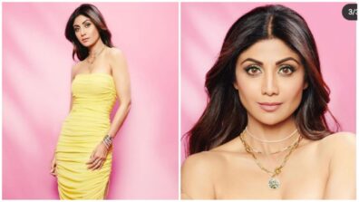 Shilpa Shetty rolls back clock, looks like a gorgeous teenager in yellow strapless outfit