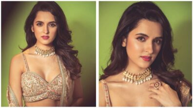 Shirley Setia looks ethereal in embellished beige lehenga choli, fans are crushing